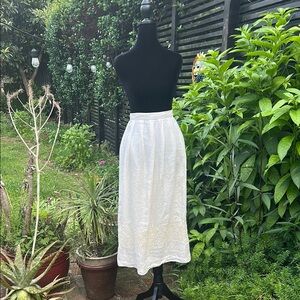 Vintage White Linen Eyelet Skirt XS